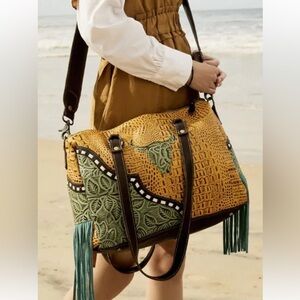 Myra Bag Large Tote Mini Duffle Taurean Western Fringe Bull Boho Cowgirl Texture
